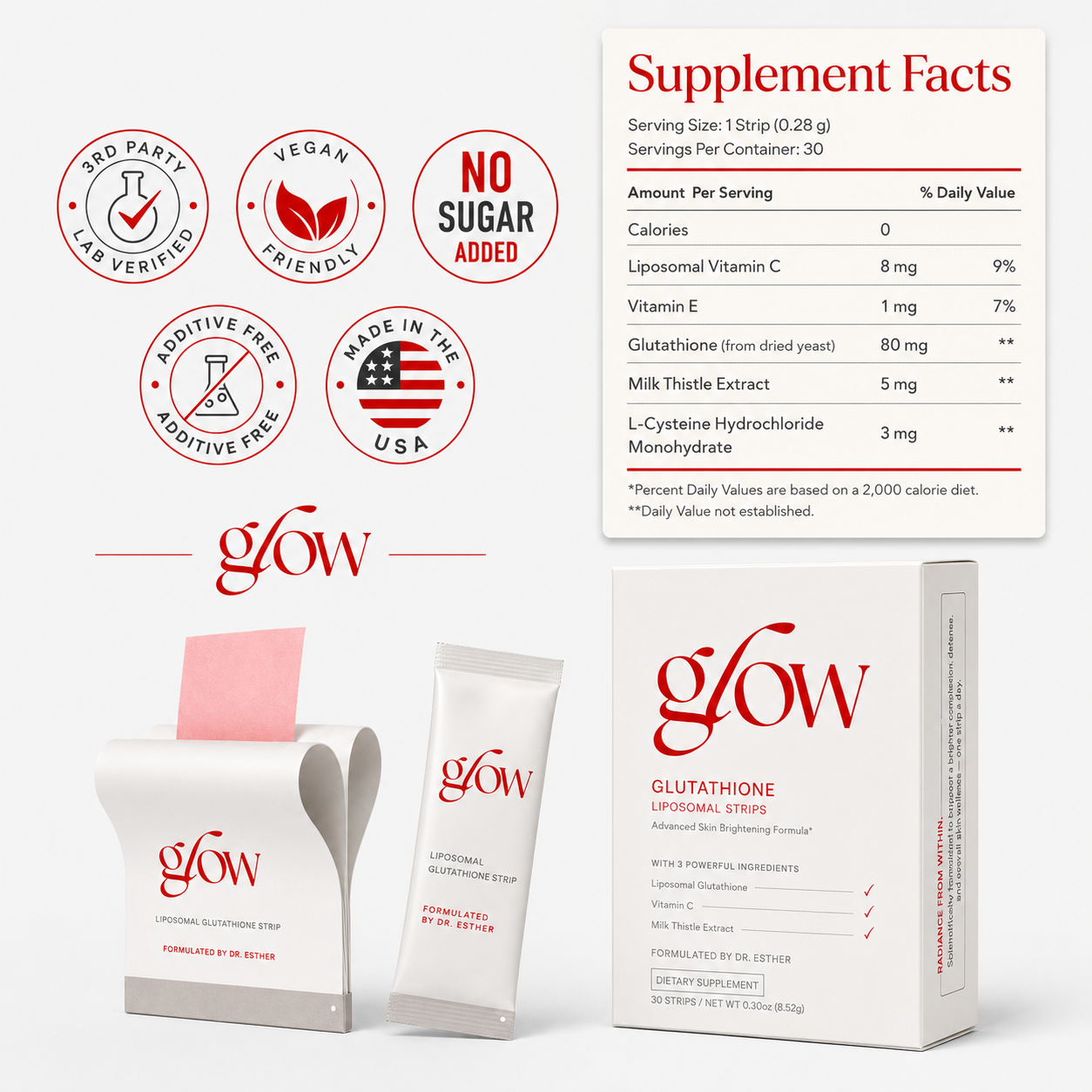 DermaVale Glow - Liposomal Glutathione Strips